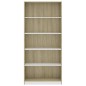 vidaXL Bücherregal 5 Fächer Weiß Sonoma-Eiche 80x24x175 Holzwerkstoff vidaXL Bücherregal 5 Fächer Weiß Sonoma-Eiche 80x24x175 Holzwerkstoff