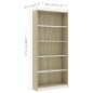 vidaXL Bücherregal 5 Fächer Weiß Sonoma-Eiche 80x24x175 Holzwerkstoff vidaXL Bücherregal 5 Fächer Weiß Sonoma-Eiche 80x24x175 Holzwerkstoff