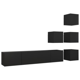 vidaXL 6-tlg. TV-Schrank-Set Schwarz Holzwerkstoff