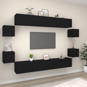 vidaXL 8-tlg. TV-Schrank-Set Schwarz Holzwerkstoff