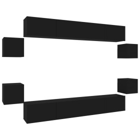 vidaXL 8-tlg. TV-Schrank-Set Schwarz Holzwerkstoff