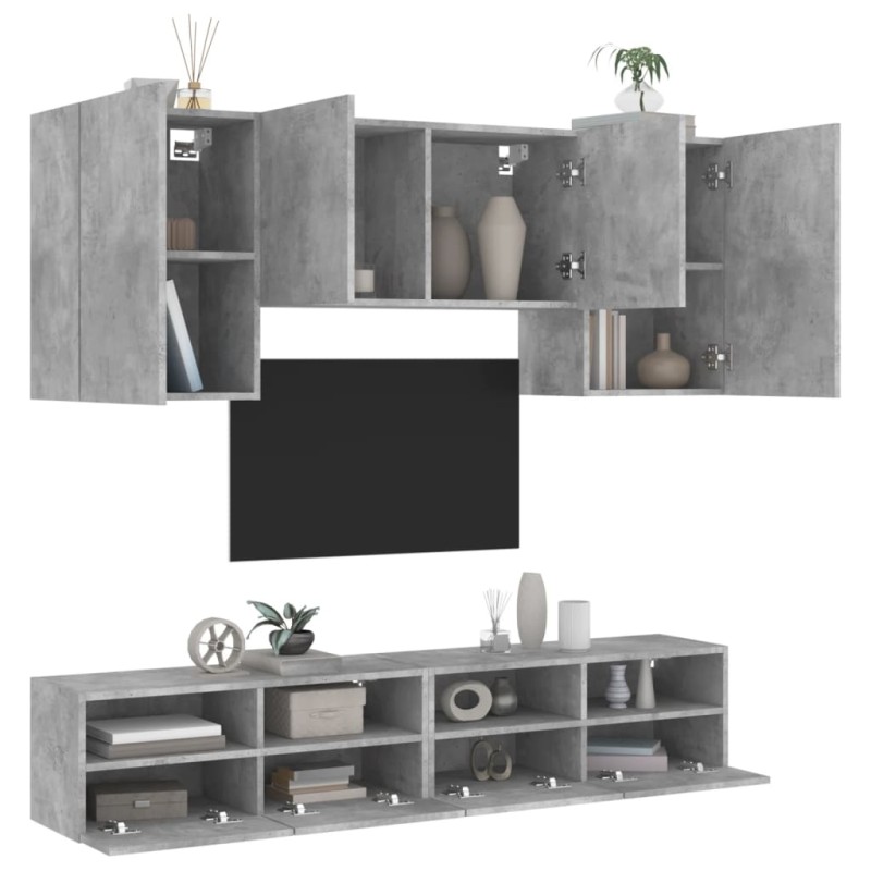 vidaXL 5-tlg. Wohnwand Betongrau Holzwerkstoff vidaXL 5-tlg. Wohnwand Betongrau Holzwerkstoff