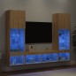 vidaXL 5-tlg. Wohnwand mit LED-Beleuchtung Sonoma-Eiche Holzwerkstoff vidaXL 5-tlg. Wohnwand mit LED-Beleuchtung Sonoma-Eiche Holzwerkstoff