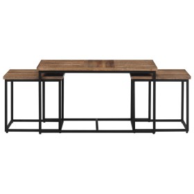vidaXL Satztische 3 Stk. Massivholz Teak