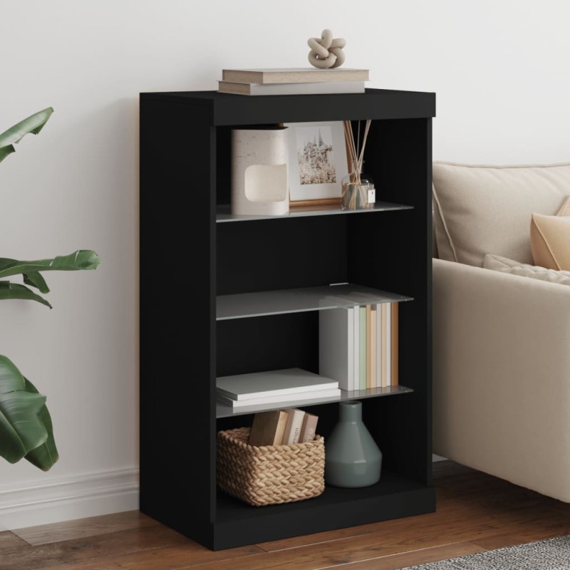 vidaXL Sideboard mit LED-Leuchten Schwarz 60,5x37x100 cm vidaXL Sideboard mit LED-Leuchten Schwarz 60,5x37x100 cm
