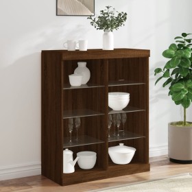 vidaXL Sideboard mit LED-Leuchten Braun Eichen-Optik 81x37x100 cm