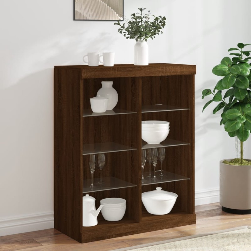 vidaXL Sideboard mit LED-Leuchten Braun Eichen-Optik 81x37x100 cm vidaXL Sideboard mit LED-Leuchten Braun Eichen-Optik 81x37x100 cm