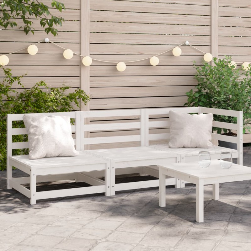 vidaXL Gartensofa 3-Sitzer Weiß Massivholz Kiefer vidaXL Gartensofa 3-Sitzer Weiß Massivholz Kiefer