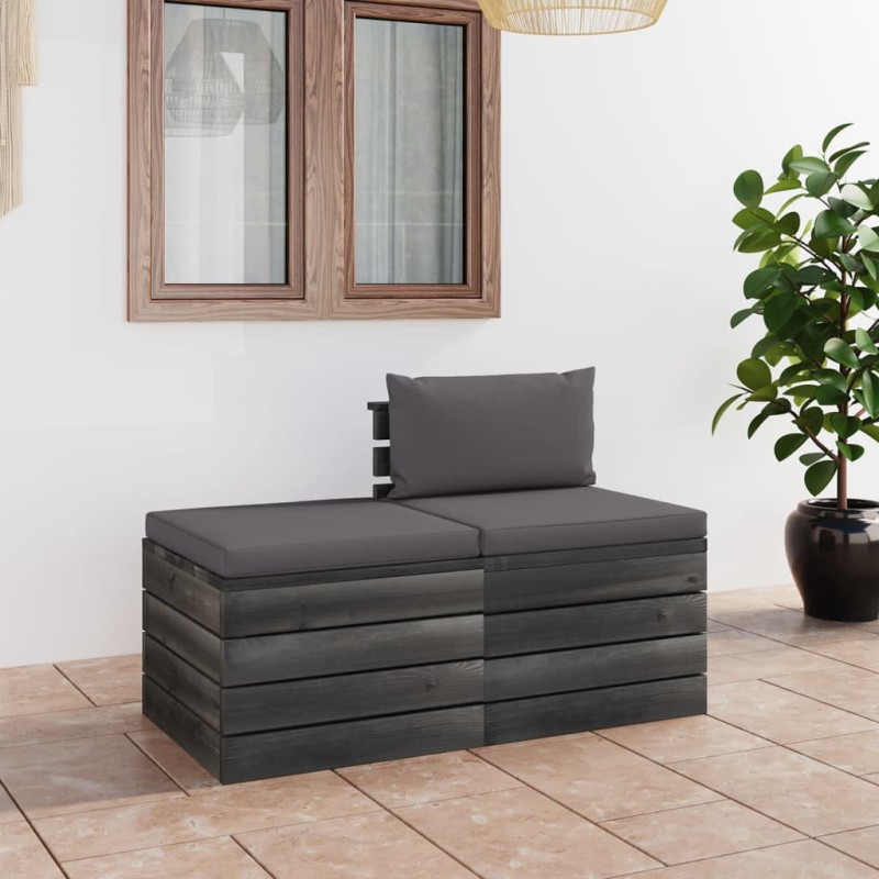 2-tlg. Garten-Sofagarnitur aus Paletten mit Kissen Kiefernholz 2-tlg. Garten-Sofagarnitur aus Paletten mit Kissen Kiefernholz