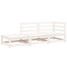 vidaXL Gartensofa mit Hocker 2-Sitzer Weiß Massivholz Kiefer
