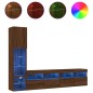 vidaXL 4-tlg. Wohnwand mit LED-Beleuchtung Braun Eiche Holzwerkstoff vidaXL 4-tlg. Wohnwand mit LED-Beleuchtung Braun Eiche Holzwerkstoff