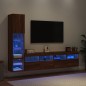 vidaXL 4-tlg. Wohnwand mit LED-Beleuchtung Braun Eiche Holzwerkstoff vidaXL 4-tlg. Wohnwand mit LED-Beleuchtung Braun Eiche Holzwerkstoff