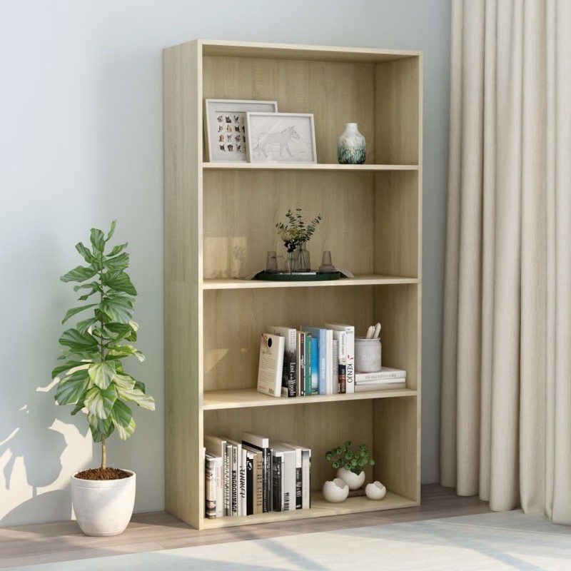 vidaXL Bücherregal 4 Fächer Sonoma-Eiche 80x30x151,5 cm Holzwerkstoff vidaXL Bücherregal 4 Fächer Sonoma-Eiche 80x30x151,5 cm Holzwerkstoff