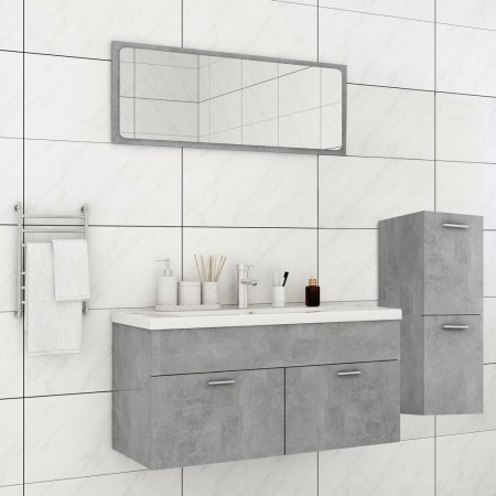 vidaXL Badmöbel-Set Betongrau Holzwerkstoff