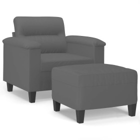vidaXL Sessel mit Hocker Dunkelgrau 60 cm Mikrofasergewebe