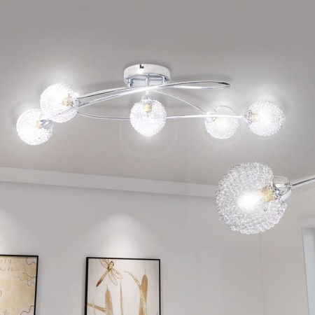 vidaXL Deckenleuchte mit Drahtgeflecht-Lampenschirmen 5 × G9 Glühlampen