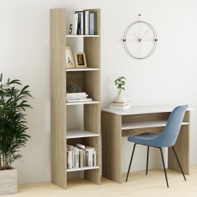 vidaXL Bücherregal Weiß Sonoma-Eiche 40x35x180 cm Holzwerkstoff