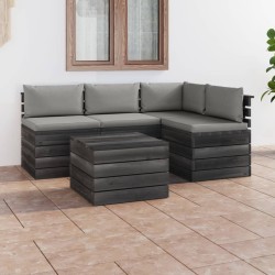 vidaXL 5-tlg. Garten-Sofagarnitur aus Paletten mit Kissen Kiefernholz