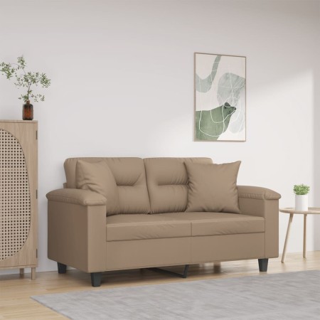 vidaXL 2-Sitzer-Sofa mit Zierkissen Cappuccino-Braun 120 cm Kunstleder