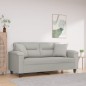 vidaXL 2-Sitzer-Sofa mit Kissen Hellgrau 140 cm Mikrofasergewebe vidaXL 2-Sitzer-Sofa mit Kissen Hellgrau 140 cm Mikrofasergewebe