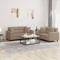 vidaXL 2-tlg. Sofagarnitur mit Kissen Cappuccino-Braun Kunstleder vidaXL 2-tlg. Sofagarnitur mit Kissen Cappuccino-Braun Kunstleder