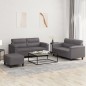 vidaXL 3-tlg. Sofagarnitur mit Kissen Grau Kunstleder vidaXL 3-tlg. Sofagarnitur mit Kissen Grau Kunstleder