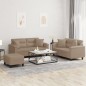 vidaXL 3-tlg. Sofagarnitur mit Kissen Cappuccino-Braun Kunstleder vidaXL 3-tlg. Sofagarnitur mit Kissen Cappuccino-Braun Kunstleder