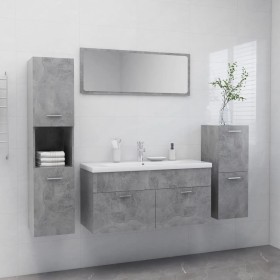 vidaXL Badmöbel-Set Betongrau Holzwerkstoff