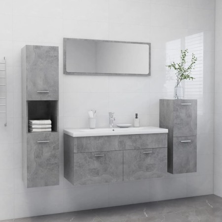 vidaXL Badmöbel-Set Betongrau Holzwerkstoff
