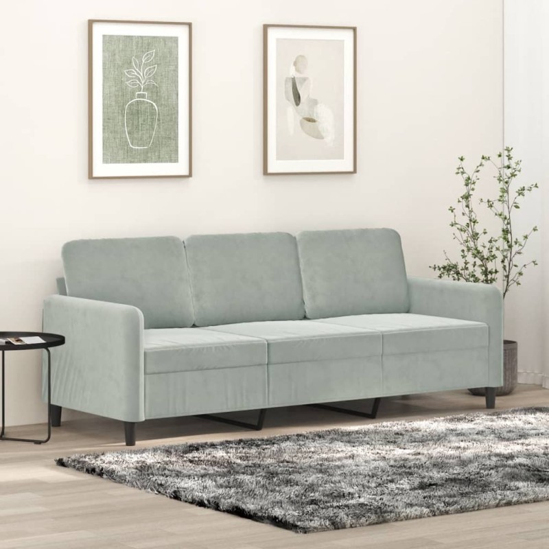 vidaXL 3-Sitzer-Sofa Hellgrau 180 cm Samt vidaXL 3-Sitzer-Sofa Hellgrau 180 cm Samt