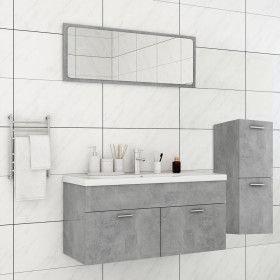 vidaXL Badmöbel-Set Betongrau Holzwerkstoff
