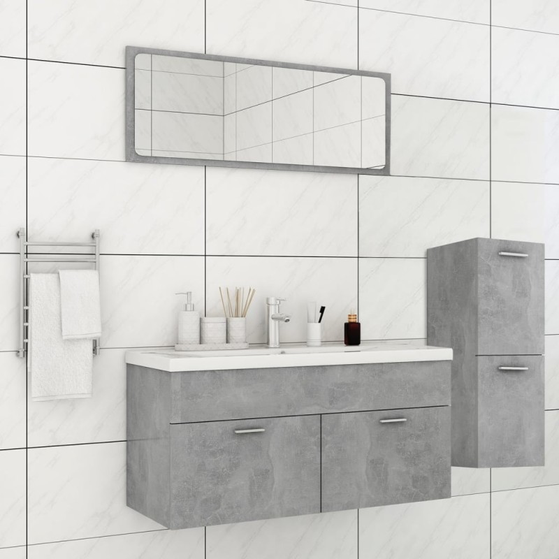 vidaXL Badmöbel-Set Betongrau Holzwerkstoff vidaXL Badmöbel-Set Betongrau Holzwerkstoff