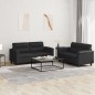 vidaXL 2-tlg. Sofagarnitur mit Kissen Schwarz Kunstleder vidaXL 2-tlg. Sofagarnitur mit Kissen Schwarz Kunstleder