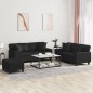 vidaXL 3-tlg. Sofagarnitur mit Kissen Schwarz Kunstleder vidaXL 3-tlg. Sofagarnitur mit Kissen Schwarz Kunstleder