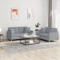 vidaXL 2-tlg. Sofagarnitur mit Kissen Hellgrau Stoff vidaXL 2-tlg. Sofagarnitur mit Kissen Hellgrau Stoff
