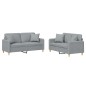 vidaXL 2-tlg. Sofagarnitur mit Kissen Hellgrau Stoff vidaXL 2-tlg. Sofagarnitur mit Kissen Hellgrau Stoff