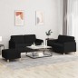 vidaXL 3-tlg. Sofagarnitur mit Kissen Schwarz Stoff vidaXL 3-tlg. Sofagarnitur mit Kissen Schwarz Stoff