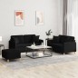 vidaXL 3-tlg. Sofagarnitur mit Kissen Schwarz Stoff vidaXL 3-tlg. Sofagarnitur mit Kissen Schwarz Stoff