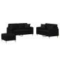 vidaXL 3-tlg. Sofagarnitur mit Kissen Schwarz Stoff vidaXL 3-tlg. Sofagarnitur mit Kissen Schwarz Stoff