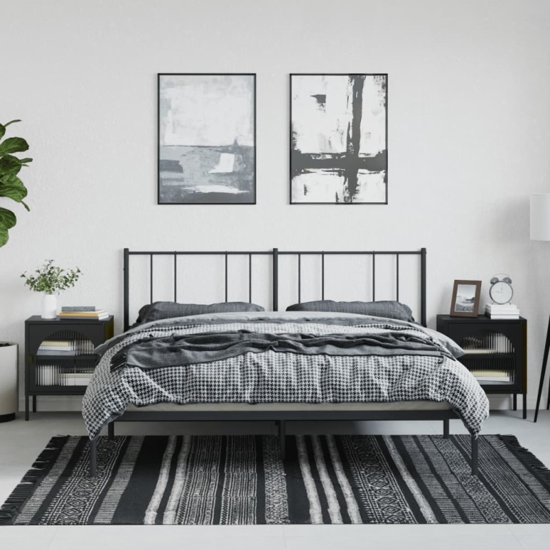 vidaXL Nachttische 2 Stk. Schwarz 50x35x60 cm Glas und Stahl vidaXL Nachttische 2 Stk. Schwarz 50x35x60 cm Glas und Stahl