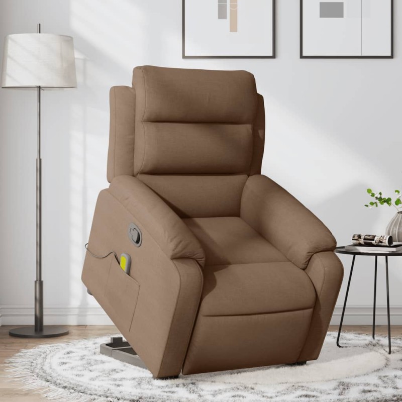 vidaXL Massagesessel mit Aufstehhilfe Braun Stoff vidaXL Massagesessel mit Aufstehhilfe Braun Stoff