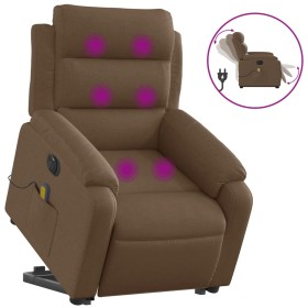 vidaXL Elektrischer Massagesessel mit Aufstehhilfe Braun Stoff