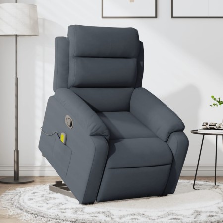 vidaXL Massagesessel mit Aufstehhilfe Dunkelgrau Samt