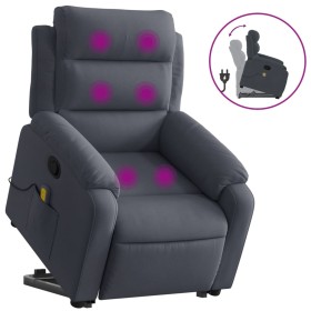 vidaXL Massagesessel mit Aufstehhilfe Dunkelgrau Samt