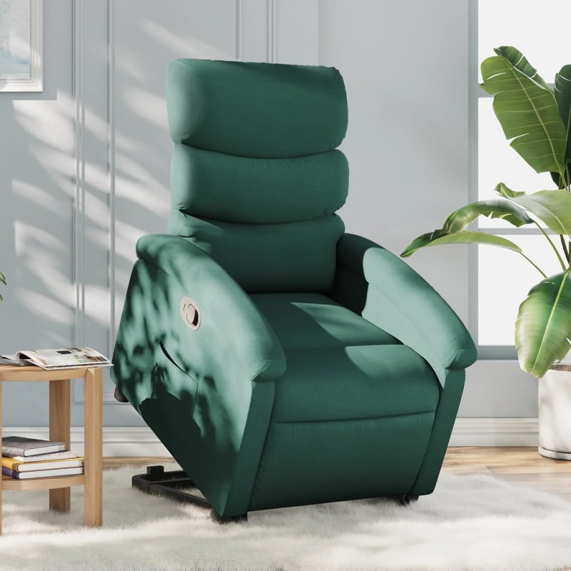 vidaXL Relaxsessel mit Aufstehhilfe Dunkelgrün Stoff vidaXL Relaxsessel mit Aufstehhilfe Dunkelgrün Stoff