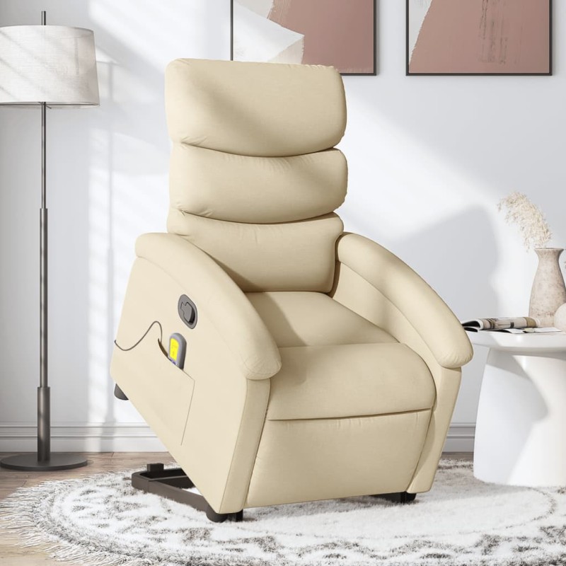 vidaXL Massagesessel mit Aufstehhilfe Creme Stoff vidaXL Massagesessel mit Aufstehhilfe Creme Stoff