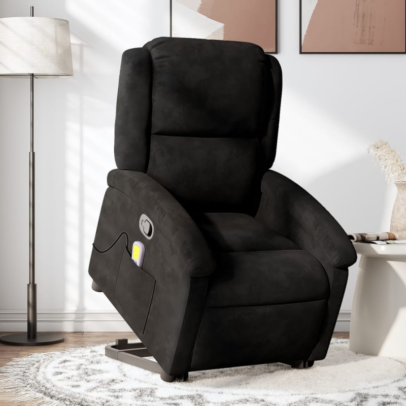 vidaXL Massagesessel mit Aufstehhilfe Schwarz Samt vidaXL Massagesessel mit Aufstehhilfe Schwarz Samt