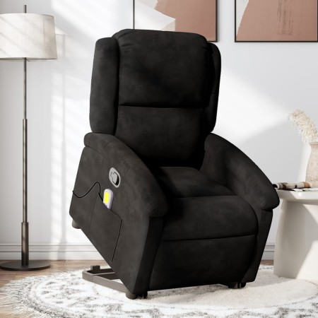 vidaXL Massagesessel mit Aufstehhilfe Schwarz Samt