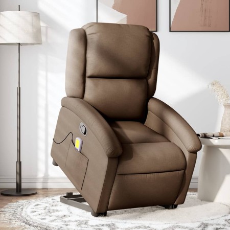 vidaXL Massagesessel mit Aufstehhilfe Braun Stoff