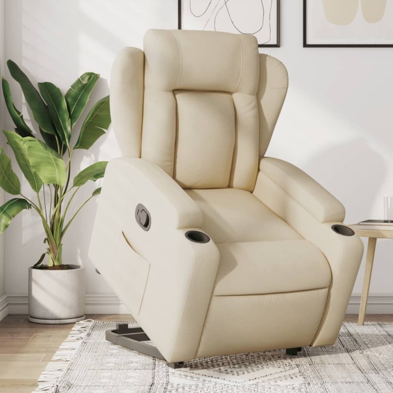 vidaXL Relaxsessel mit Aufstehhilfe Creme Stoff vidaXL Relaxsessel mit Aufstehhilfe Creme Stoff